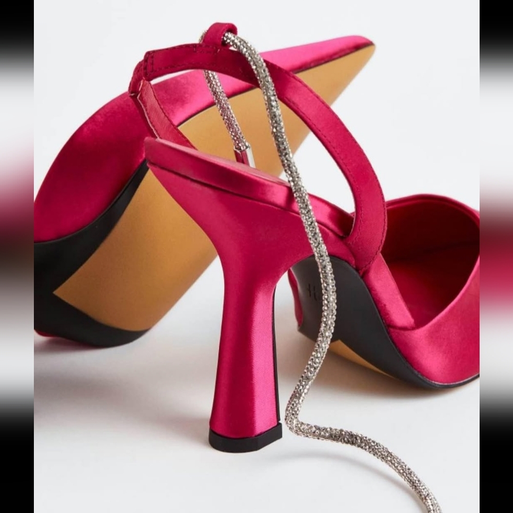 Zara Elegant Pink Satin Heels - Picture 3 of 6